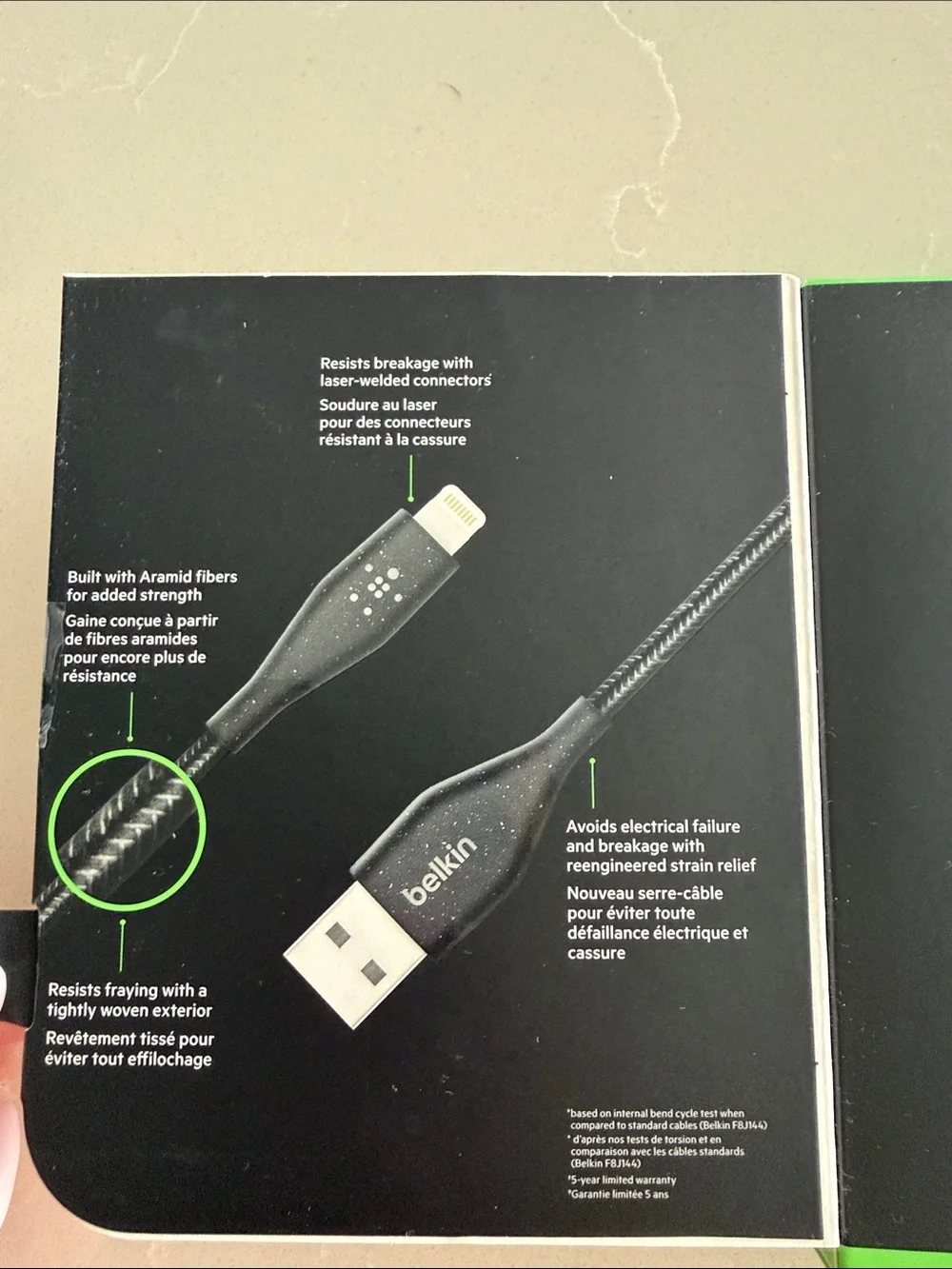 belkin Black Braided Lightning to USB-A Cable with Strap - 6FT